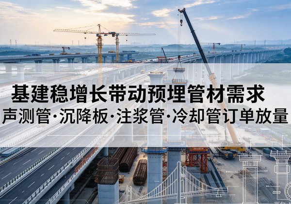 凤台基建稳增长带动预埋监测管材需求，声测管、沉降板、注浆管订单持续放量